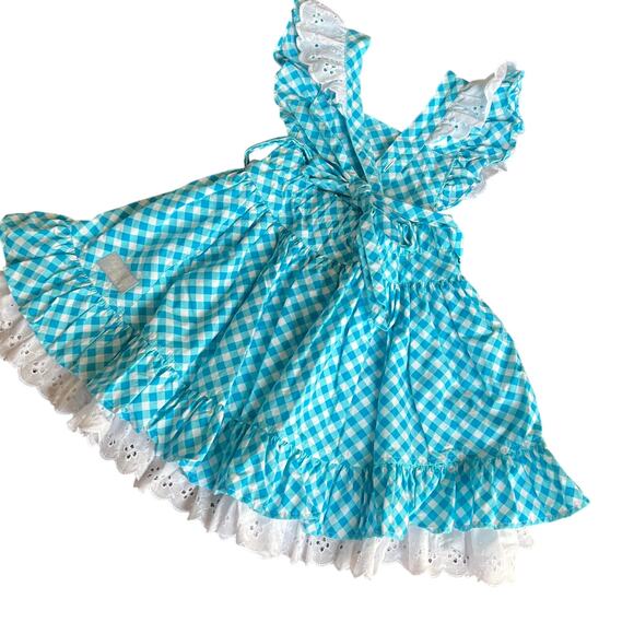 Eleanor Rose 3-4 Dolly Dress Turquoise Gingham Dorothy Whimsical Cottagecore - Picture 2 of 8
